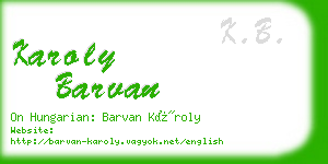 karoly barvan business card